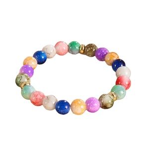 Volcanic Stone Multicolored Beaded Stretch Bracelet